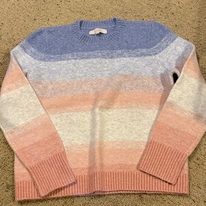 LOFT Pastel Striped Crew Neck Sweater